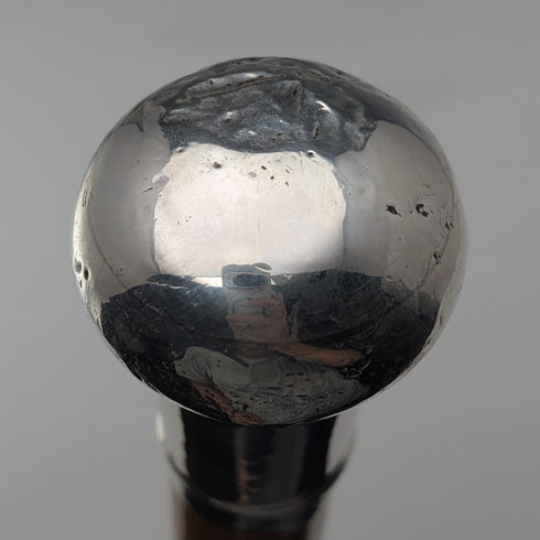 1917 年英國古董超厚舌軸純銀圓柄手杖 90 厘米